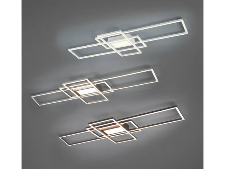 Große LED Deckenleuchte IRVINE Weiß mit Fernbedienung hell & dimmbar, B: 105cm