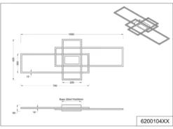 Große LED Deckenleuchte IRVINE Weiß mit Fernbedienung hell & dimmbar, B: 105cm
