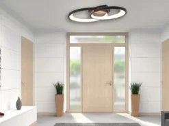Große LED Deckenleuchte MALAGA 2 Ringe Schwarz, Breite 57cm