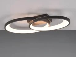 Große LED Deckenleuchte MALAGA 2 Ringe Schwarz, Breite 57cm
