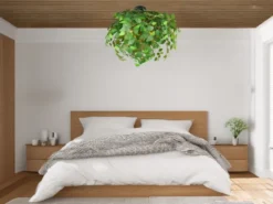 Große LED Deckenleuchte mit Blätter Lampenschirm in Grün, Ø 70cm