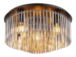 Große LED Deckenleuchte mit Rauchglas Stäben, Ø 50cm