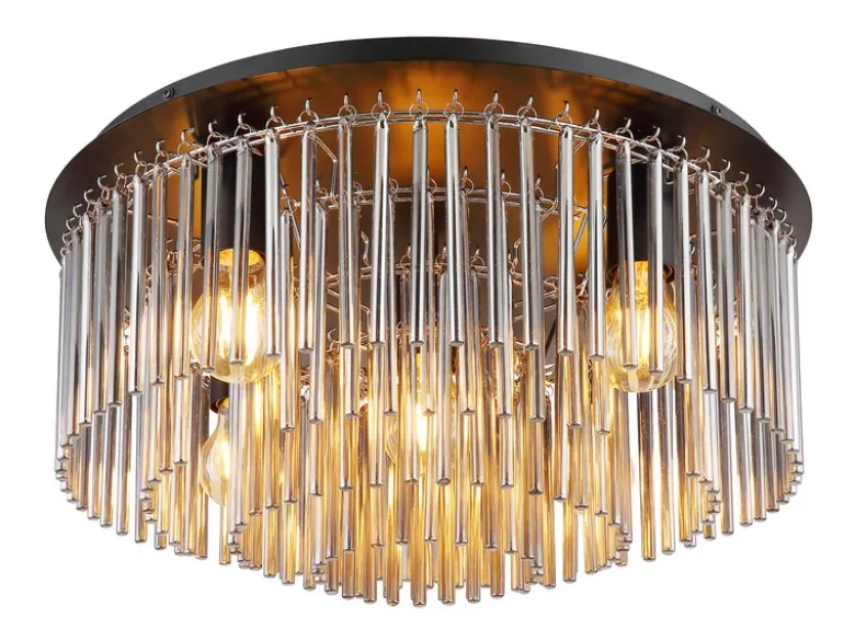 Große LED Deckenleuchte mit Rauchglas Stäben, Ø 50cm