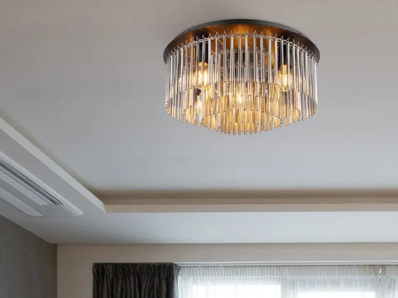 Große LED Deckenleuchte mit Rauchglas Stäben, Ø 50cm