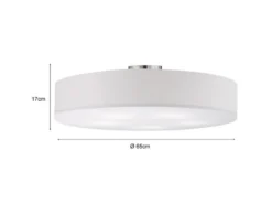 Große LED Deckenleuchte mit Stoffschirm in Weiß Ø 65cm
