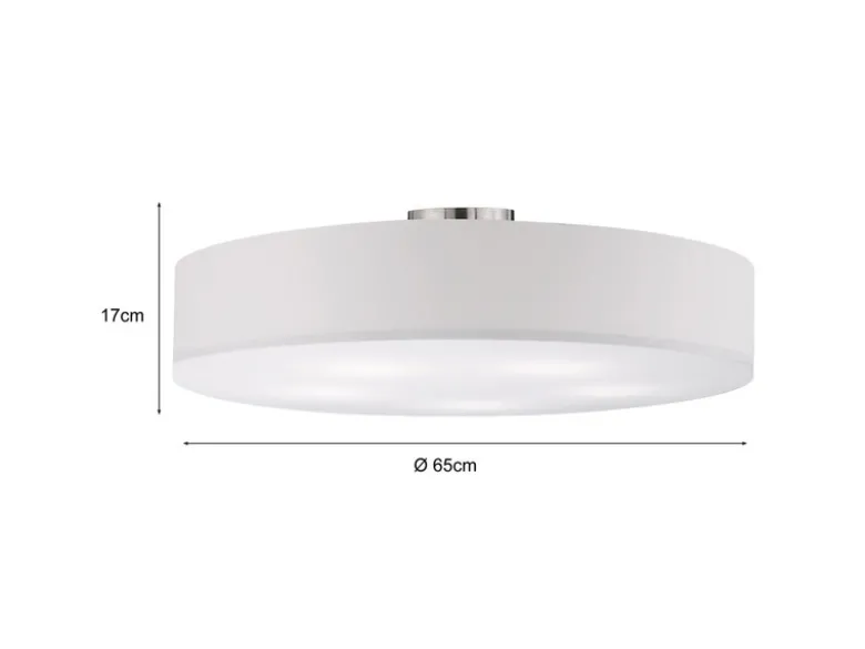 Große LED Deckenleuchte mit Stoffschirm in Weiß Ø 65cm