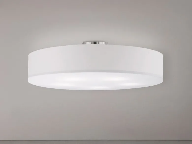 Große LED Deckenleuchte mit Stoffschirm in Weiß Ø 65cm