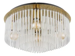 Große LED Deckenleuchte mit transparenten Echtglas Stäben, Ø 50cm