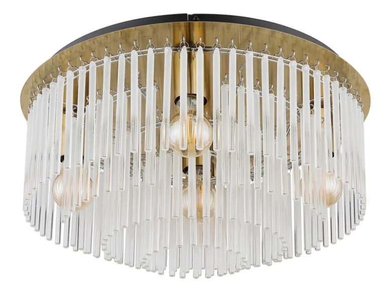 Große LED Deckenleuchte mit transparenten Echtglas Stäben, Ø 50cm