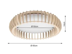 Große LED Deckenleuchte MONTE mit Naturholzlamellen & Fernbedienung, Ø 60cm