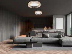 Große LED Deckenleuchte MONTE mit Naturholzlamellen & Fernbedienung, Ø 60cm