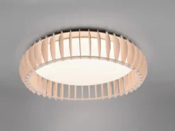 Große LED Deckenleuchte MONTE mit Naturholzlamellen & Fernbedienung, Ø 60cm