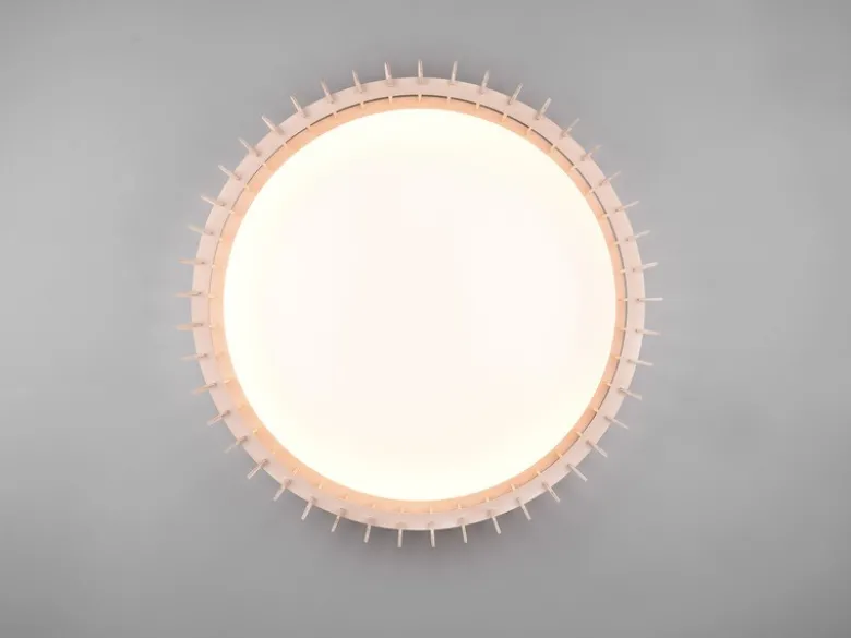Große LED Deckenleuchte MONTE mit Naturholzlamellen & Fernbedienung, Ø 60cm
