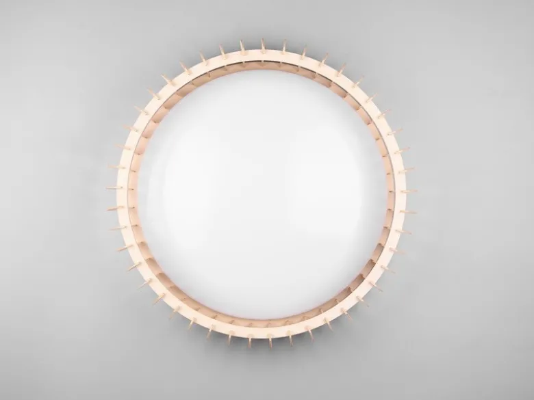 Große LED Deckenleuchte MONTE mit Naturholzlamellen & Fernbedienung, Ø 60cm