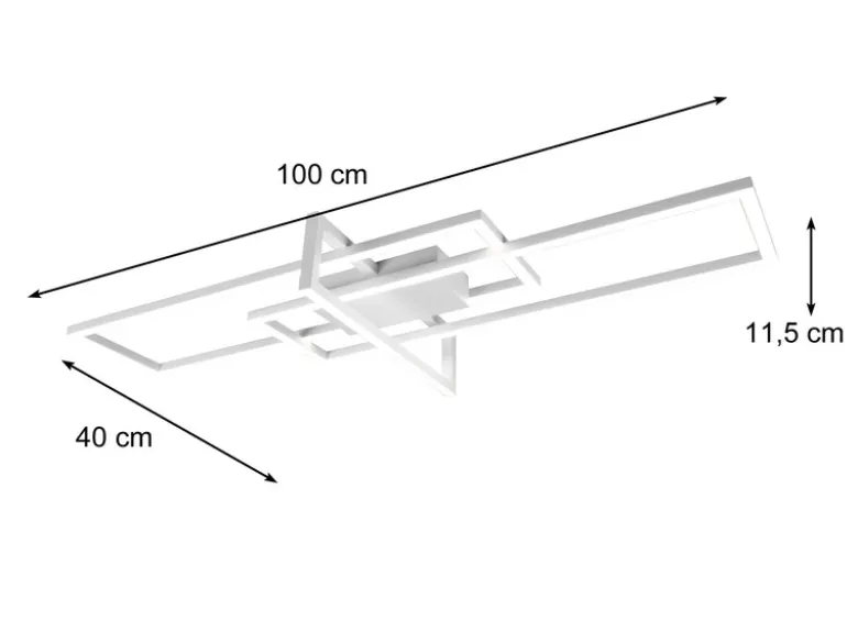 Große LED Deckenleuchte SALINAS mit Switch Dimmer Weiß matt, Breite 100cm