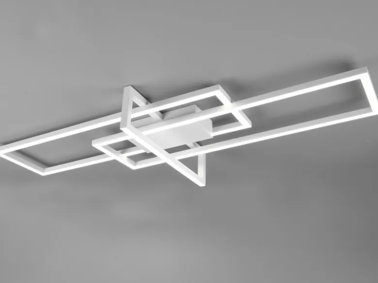 Große LED Deckenleuchte SALINAS mit Switch Dimmer Weiß matt, Breite 100cm