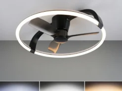 Große LED Deckenleuchte STOCKHOLM mit Ventilator, Fernbedienung & RGBW Ø 73,5cm