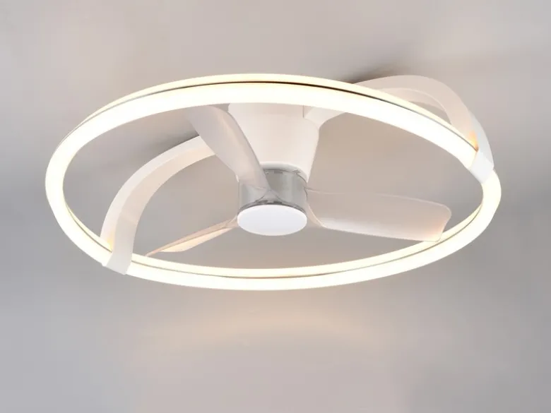 Große LED Deckenleuchte STOCKHOLM mit Ventilator & Fernbedienung Weiß, Ø 73,5cm