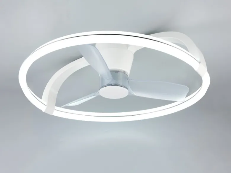 Große LED Deckenleuchte STOCKHOLM mit Ventilator & Fernbedienung Weiß, Ø 73,5cm