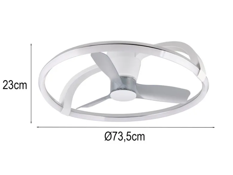 Große LED Deckenleuchte STOCKHOLM mit Ventilator & Fernbedienung Weiß, Ø 73,5cm