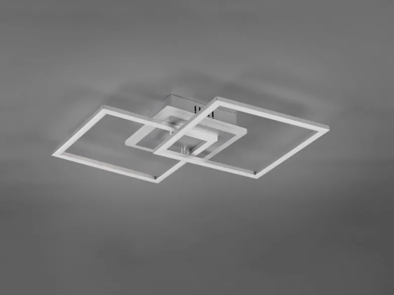 Große LED Deckenleuchte VENIDA eckig Silber, dimmbar, Breite 57cm