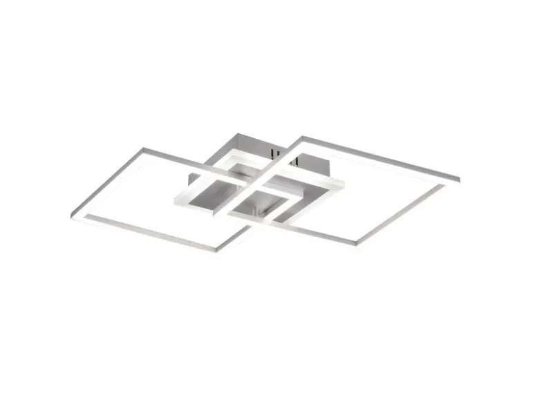 Große LED Deckenleuchte VENIDA eckig Silber, dimmbar, Breite 57cm