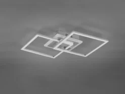 Große LED Deckenleuchte VENIDA eckig Silber, dimmbar, Breite 57cm