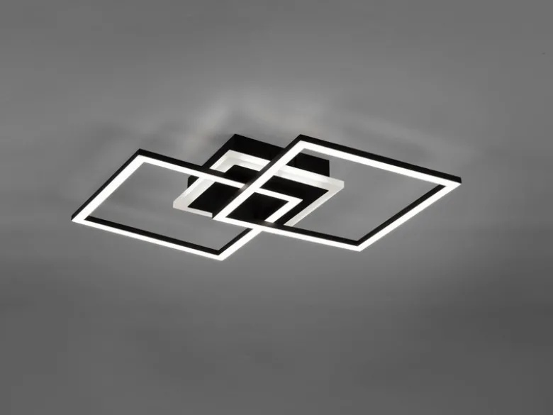 Große LED Deckenleuchte VENIDA eckig Schwarz, dimmbar, Breite 57cm