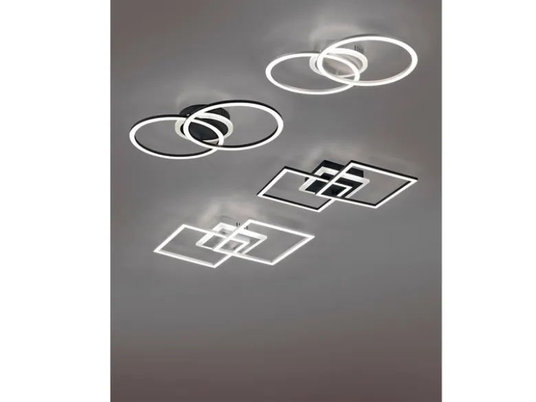 Große LED Deckenleuchte VENIDA eckig Schwarz, dimmbar, Breite 57cm