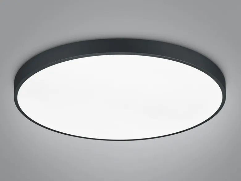 Große LED Deckenleuchte WACO Schwarz extern dimmbar, hell mit 12.400 Lumen Ø75cm