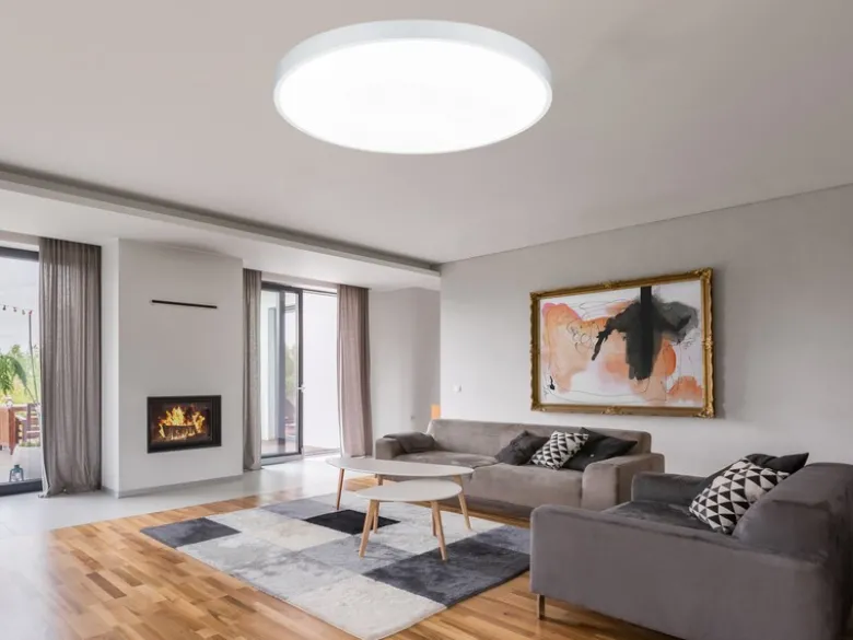 Große LED Deckenleuchte WACO Weiß extern dimmbar, hell mit 12.400 Lumen Ø 75cm
