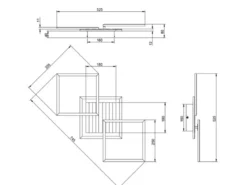 Große LED Deckenleuchte ZARO Schwarz flach quadratisch schwenkbar Breite 74,5cm