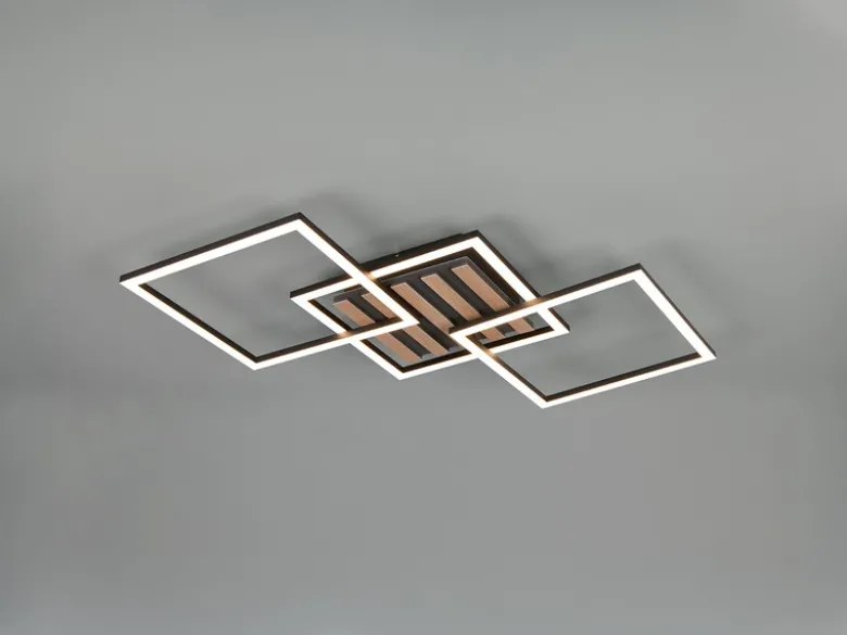 Große LED Deckenleuchte ZARO Schwarz flach quadratisch schwenkbar Breite 74,5cm