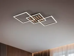 Große LED Deckenleuchte ZARO Schwarz flach quadratisch schwenkbar Breite 74,5cm