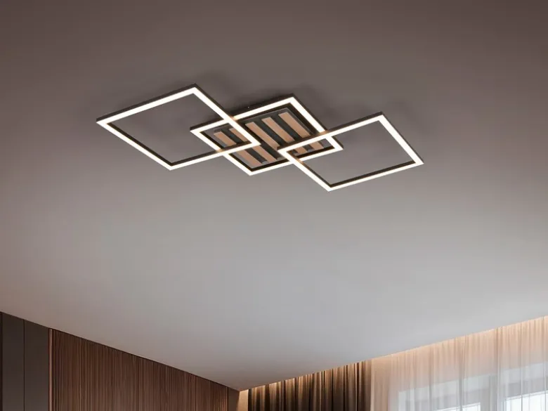 Große LED Deckenleuchte ZARO Schwarz flach quadratisch schwenkbar Breite 74,5cm