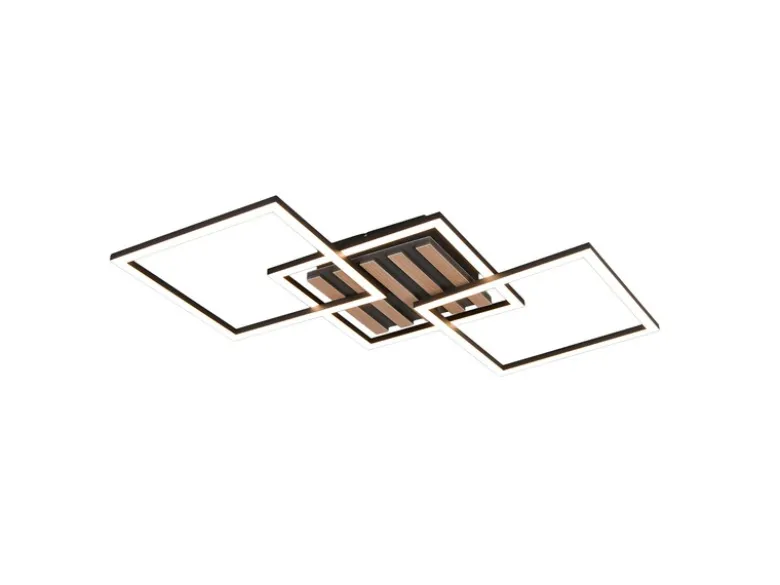 Große LED Deckenleuchte ZARO Schwarz flach quadratisch schwenkbar Breite 74,5cm