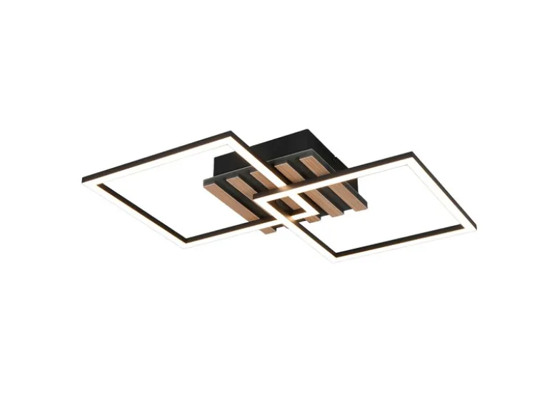 Große LED Deckenleuchte ZARO Schwarz flach quadratisch schwenkbar Breite 59,5cm