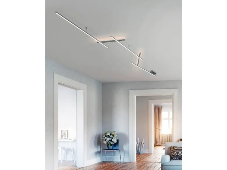 Große LED Deckenschiene INDIRA Silber schwenkbar bis 345cm breit