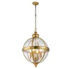 Große LED Jugendstil Pendelleuchte aus massivem Stahl in Messing, Ø 50cm