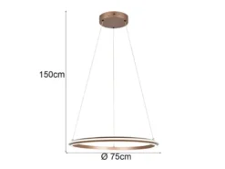 Große LED Pendelleuchte AMADOR Coffee, dimmbar & Lichtfarbe einstellbar Ø 75cm
