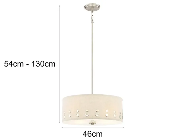 Große LED Pendelleuchte aus Stoff, 4-stufig höhenverstellbar, Ø 46cm