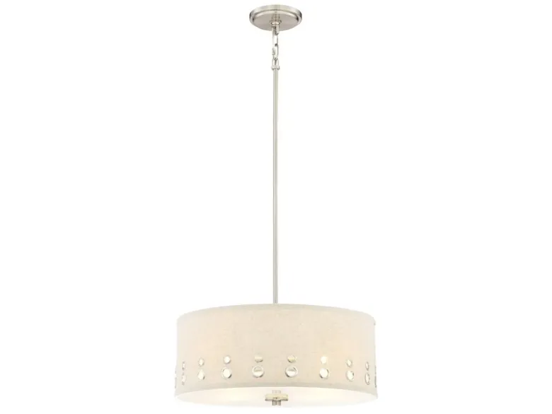 Große LED Pendelleuchte aus Stoff, 4-stufig höhenverstellbar, Ø 46cm
