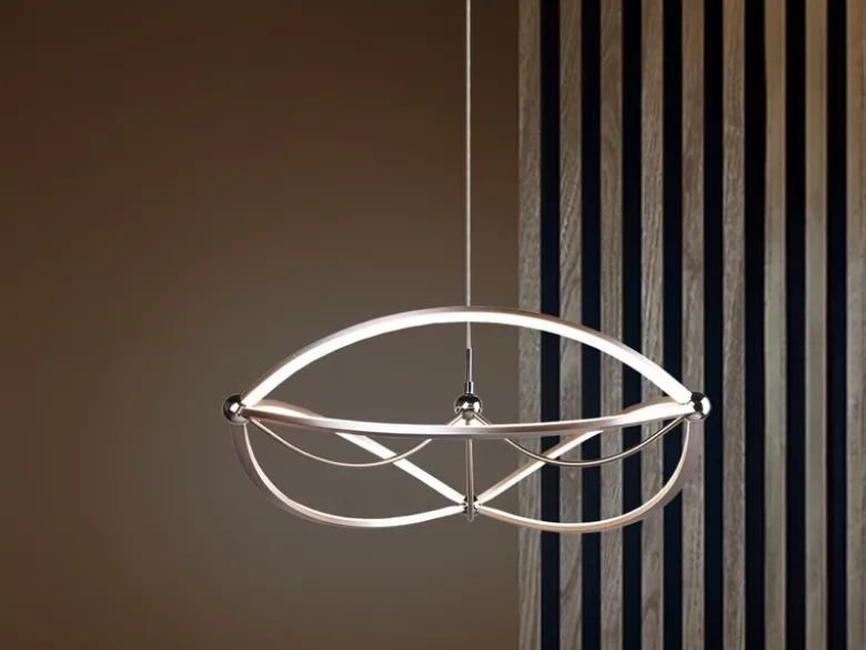 Große LED Pendelleuchte CHARIVARI Silber matt, Ø 62cm