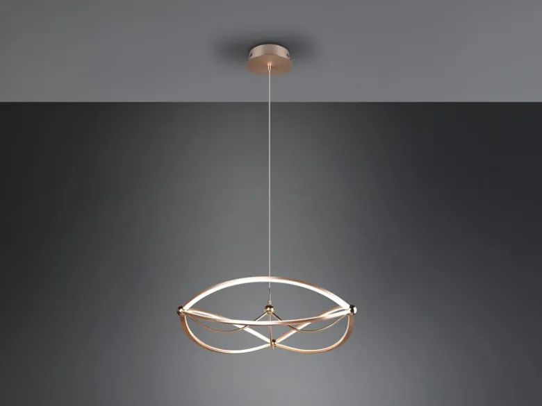Große LED Pendelleuchte CHARIVARI Messing matt, Ø 62cm