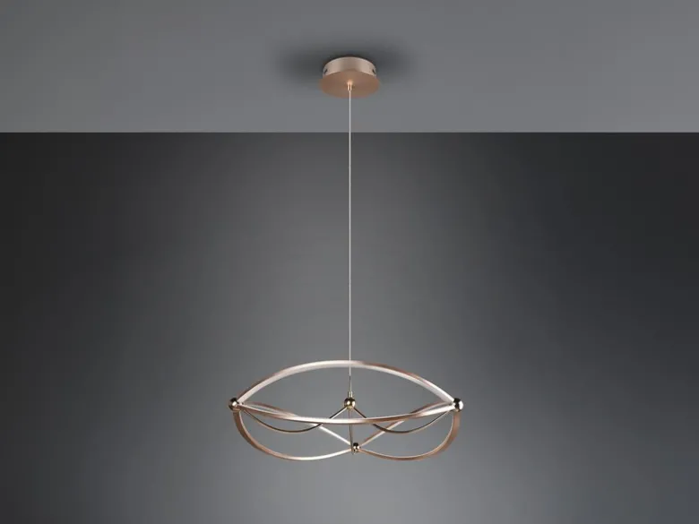 Große LED Pendelleuchte CHARIVARI Messing matt, Ø 62cm