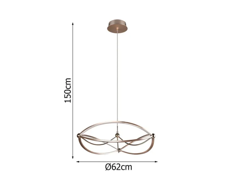 Große LED Pendelleuchte CHARIVARI Messing matt, Ø 62cm