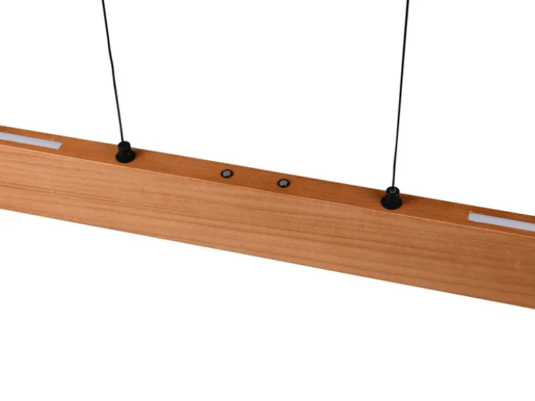 Große LED Pendelleuchte EDGEWOOD mit Holz, dimmbar & höhenverstellbar, B: 150cm