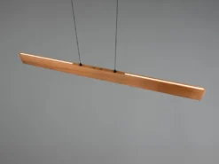 Große LED Pendelleuchte EDGEWOOD mit Holz, dimmbar & höhenverstellbar, B: 150cm