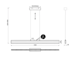 Große LED Pendelleuchte EDGEWOOD mit Holz, dimmbar & höhenverstellbar, B: 150cm
