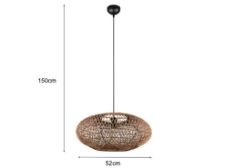 Große LED Pendelleuchte 1-flammig Korbgeflecht aus Sisal, Ø 52cm